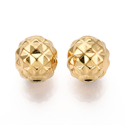 Текстурированные 304 бусины из нержавеющей стали в виде вафель, круглые