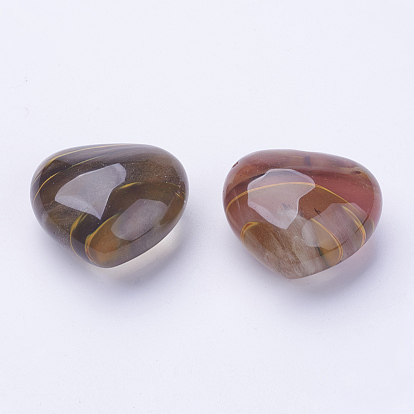 Tigerskin perlas de vidrio, sin agujero / sin perforar, corazón