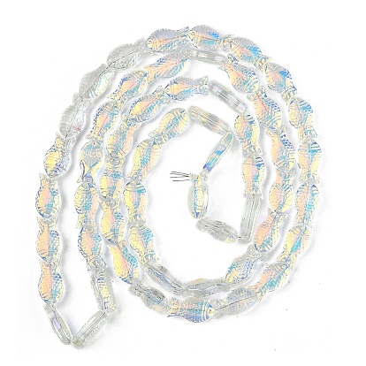 1 прозрачность нити гальванизированные стеклянные бусины нити, рыба, с покрытием AB цвета, с половиным покрытием