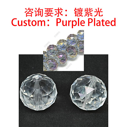 Electroplate Transparent Glass Beads, Round, Faceted