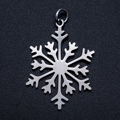 201 Stainless Steel Pendants, with Unsoldered Jump Rings, Christmas Snowflake