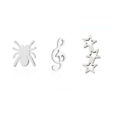 Geometric Spider Earrings with Star and Music Note Design for Women's Halloween Fashion