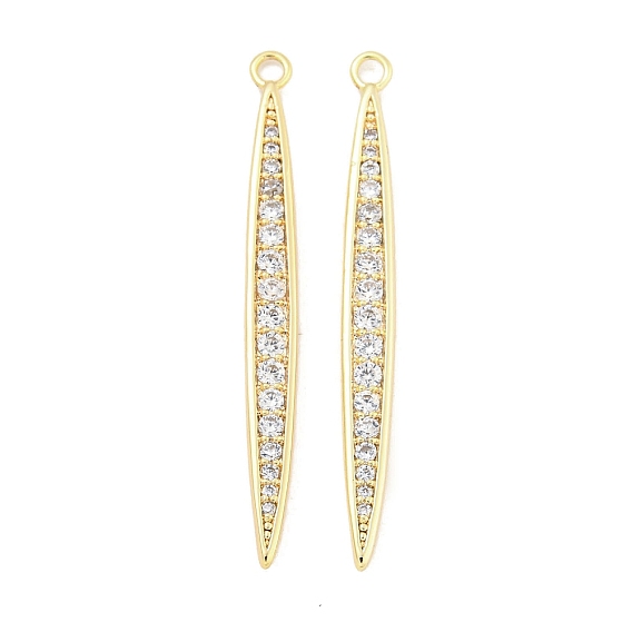 Латунные микропаве прозрачные подвески с фианитом, без кадмия, без никеля и без свинца, лошадиный глаз 