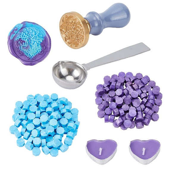 DIY Scrapbook Crafts, Including 304 Stainless Steel Spoon, Sealing Wax Particles, Paraffin Candle, Brass Wax Seal Stamps