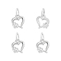4шт. 925 Сердечко из стерлингового серебра с подвесками в виде цветов, с прыгающими кольцами и 925 штампом