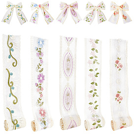 10 ярдов 5 цветов поликоттоновая вышивка цветочная кружевная лента, аксессуары для одежды