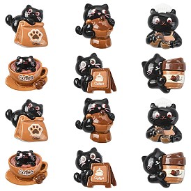 30 piezas 6 estilos cabujones de resina con temática de café, gato