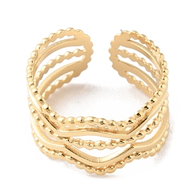 304 Stainless Steel Multi Line Wave Open Cuff Rings