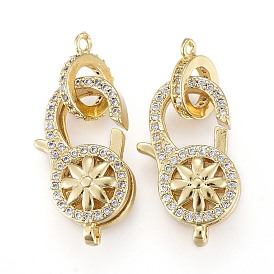 Латунный микро pave прозрачный кубический цирконий лобстер, с поручнями/трубчатыми поручнями, цветок