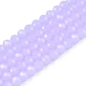 Imitation Jade Glass Beads Strands, Faceted, Round