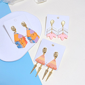  Personalized earrings rhombus long soft clay earrings for women irregular triangle earrings