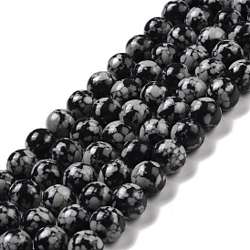 Perles d'obsidienne synthétique en flocon de neige, ronde