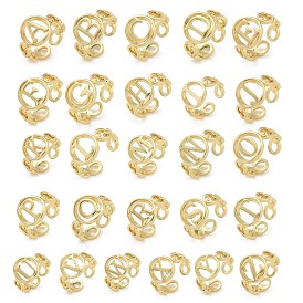 Латунные открытые манжеты для женщин, буквы, стойки покрытие, долговечный, без кадмия и свинца, покрыто настоящим 18k золотом