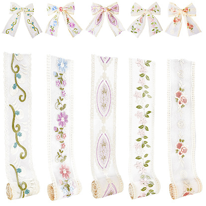 10 ярдов 5 цветов поликоттоновая вышивка цветочная кружевная лента, аксессуары для одежды