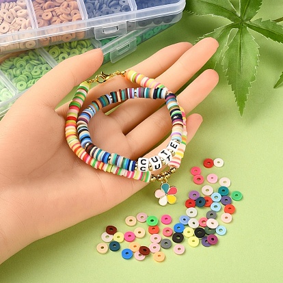 DIY Heishi Surfer Bracelet Making Kit, Including Polymer Clay Disc & Cube Acrylic & Round Plastic Beads, Starfish & Heart & Shell Alloy Enamel & Plastic Pendants