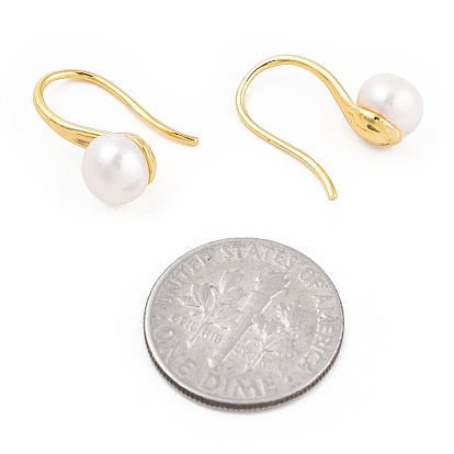 Natural Pearl Dangle Earrings, Brass Jewelry for Women