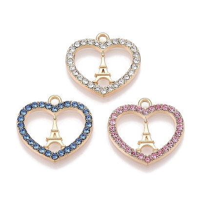 Стойки подвески обшивки сплава, со стразами, Сердце с Эйфелевой башни