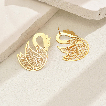 Серьги-гвоздики из нержавеющей стали в форме лебедя