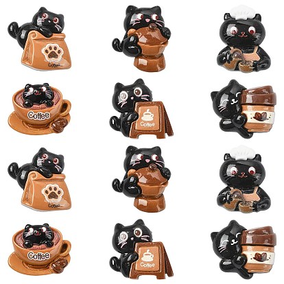 30 piezas 6 estilos cabujones de resina con temática de café, gato