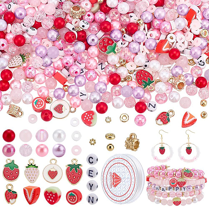Kits de hallazgos para hacer joyas de bricolaje, Incluye cuentas de acrílico, plástico CCB y arcilla polimérica., Colgante de aleación esmaltada e hilo elástico