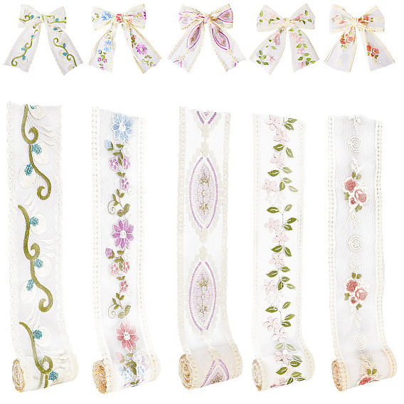 10 ярдов 5 цветов поликоттоновая вышивка цветочная кружевная лента, аксессуары для одежды