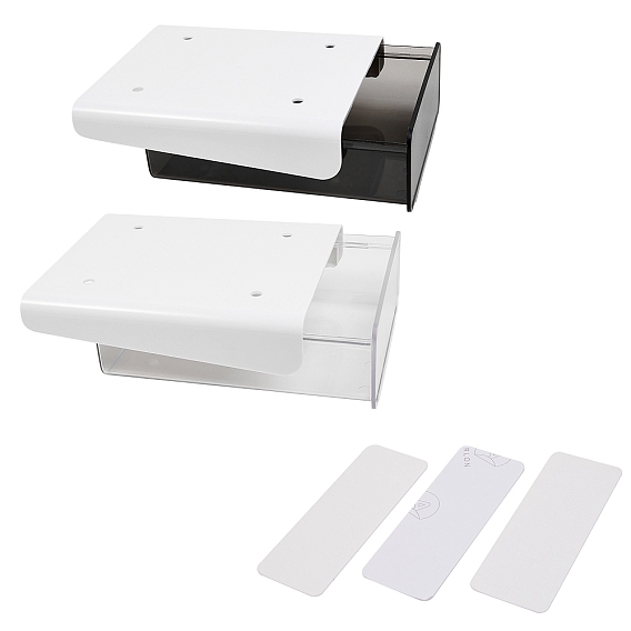 2 цвета pp под столом для хранения, ящик органайзера стола, с наклейками на клей, для офиса дома школы, самоклеящийся выдвижной лоток для выдвижных ящиков, прямоугольные