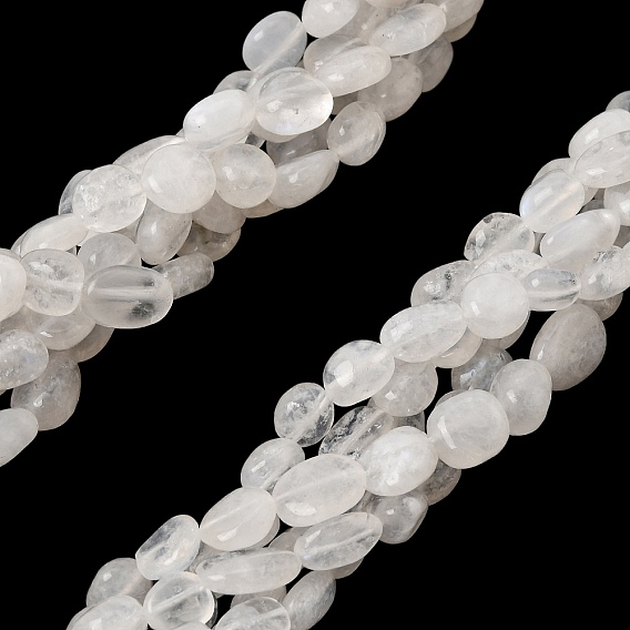 Grade A Natural Rainbow Moonstone Beads Strands, Nuggets, Tumbled Stone