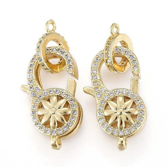 Латунный микро pave прозрачный кубический цирконий лобстер, с поручнями/трубчатыми поручнями, цветок