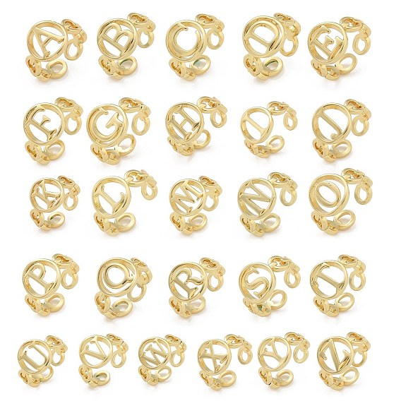 Латунные открытые манжеты для женщин, буквы, стойки покрытие, долговечный, без кадмия и свинца, покрыто настоящим 18k золотом