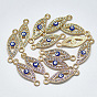 Alloy Links, with Crystal Rhinestone and Blue Enamel, Evil Eye