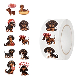 500Pcs Cartoon Dachshund/Dog Paper Self-Adhesive Stickers, for DIY Photo Album Diary Scrapbook Decoration