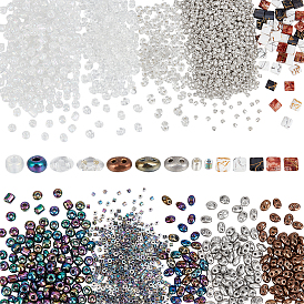 137g 9 стили цвета блеск чешские стеклянные бусины, металлических цветов, 2-луночное, с 40шт 4цветами прямоугольный стеклянный бисер