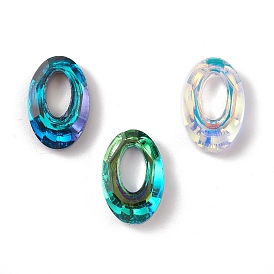 Electroplate Glass Linking Rings, Crystal Cosmic Ring, Prism Ring, Faceted, Oval
