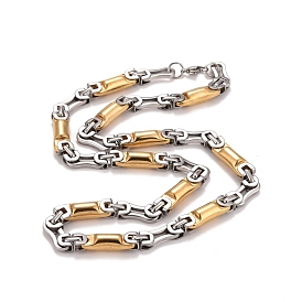 Vacuum Plating 304 Stainless Steel Bar Link Chains Necklace, Hip Hop Jewelry for Men Women