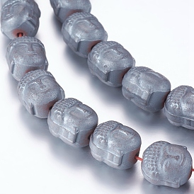 Non-magnétiques perles d'hématite synthétique brins, givré, tête de bouddha