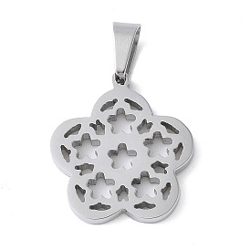 304 подвески из нержавеющей стали, полые цветок прелести, анти-тускнение