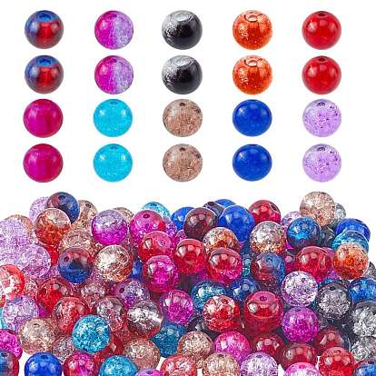 Transparent Crackle Glass Beads, Round