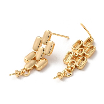 Brass Stud Earring Findings, with Peg Bails for Half Drilled Beads