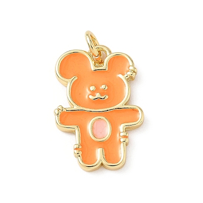 Латунь эмаль подвески, медведь, с целью перехода в кольце, без свинца и без кадмия, долговечный, реальный 18 k позолоченный, стойки покрытие