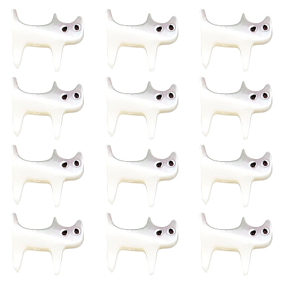 12Pcs Natural Trochid Shell/Trochus Shell Beads, Cat Shape