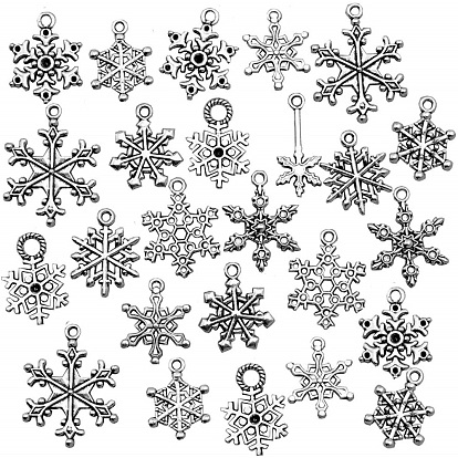 Tibetan Style Pendants, Christmas, Snowflake