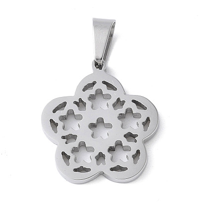 304 подвески из нержавеющей стали, полые цветок прелести, анти-тускнение