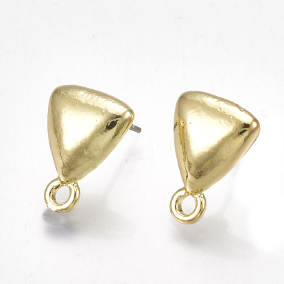 Alloy Stud Earring Findings, with Steel Pins, with Loop, Triangle
