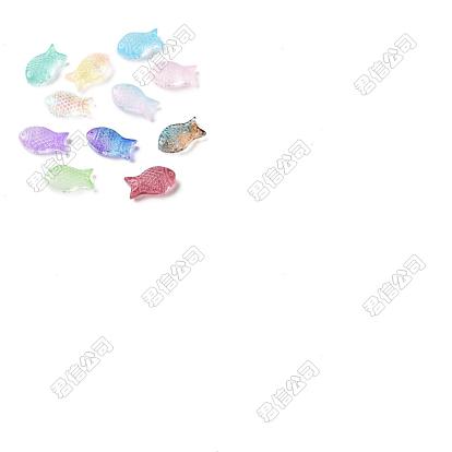 50pcs perles de verre transparentes peintes à la bombe, poisson
