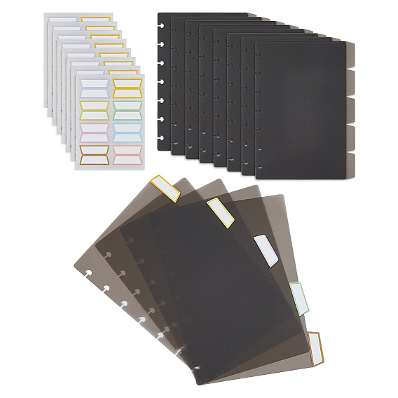 5Pcs Rectangle PP Plastic Notebook Index Divider Sheets, Tab Divider for Binder, with Sticker