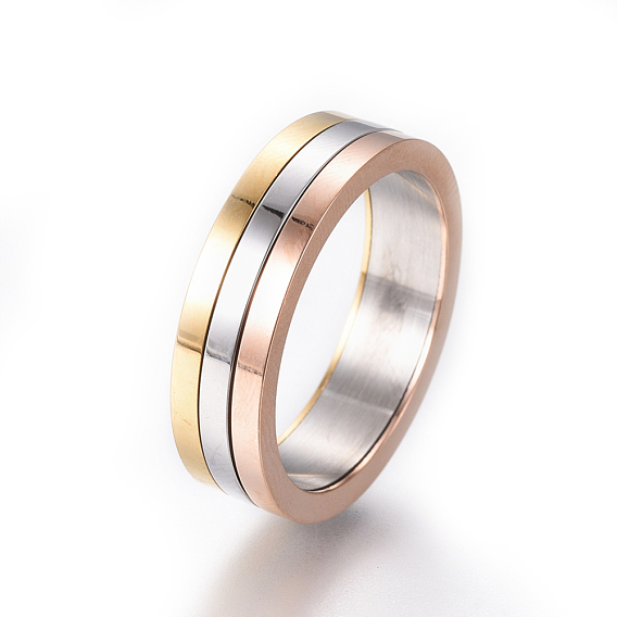 Simple Fashion 304 Stainless Steel Rings, Rose Gold and Platinum as well as Gold