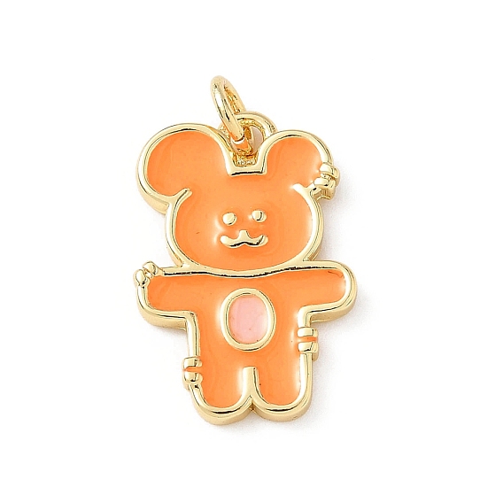 Латунь эмаль подвески, медведь, с целью перехода в кольце, без свинца и без кадмия, долговечный, реальный 18 k позолоченный, стойки покрытие