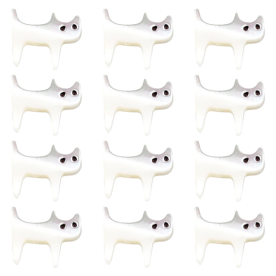 12Pcs Natural Trochid Shell/Trochus Shell Beads, Cat Shape