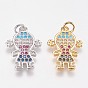 Brass Micro Pave Cubic Zirconia Pendants, Girl