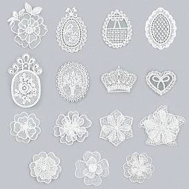 Nbeads 15Pcs 15 Style Lace Embroidery Sewing Fiber, DIY Garment Accessories, Mixed  Shape